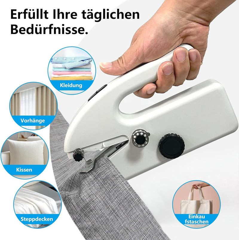 Handnähmaschine, Hand Nähmaschine mit Nähzubehör, Handnähmaschine für Dicke Stoffe, Mini Nähmaschine