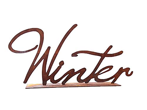 Dekofigur im Rost Design Winter Schriftzug auf Platte - Deko Fensterbank, Winter Dekoration