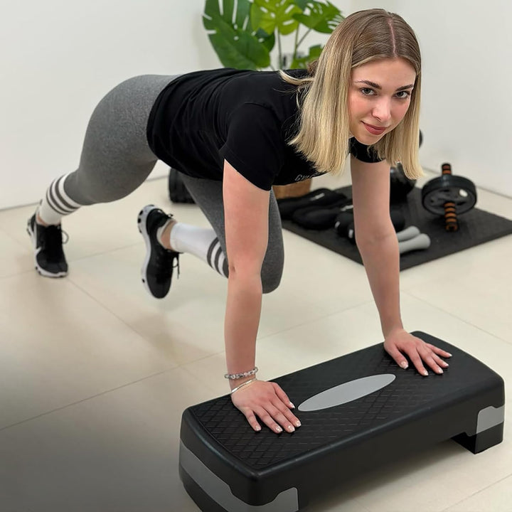 Steppbrett für zuhause, Höhenverstellbar (10-15cm) Stepper Fitness, Aerobic Stepper mit Widerstandsb
