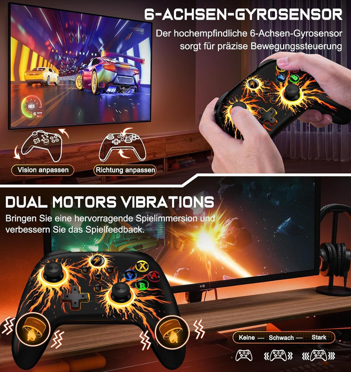 Switch Controller-Wireless Switch Pro Controller mit Cooles RGB-Aussehen/Programmierbare/Turbo/Aufwa