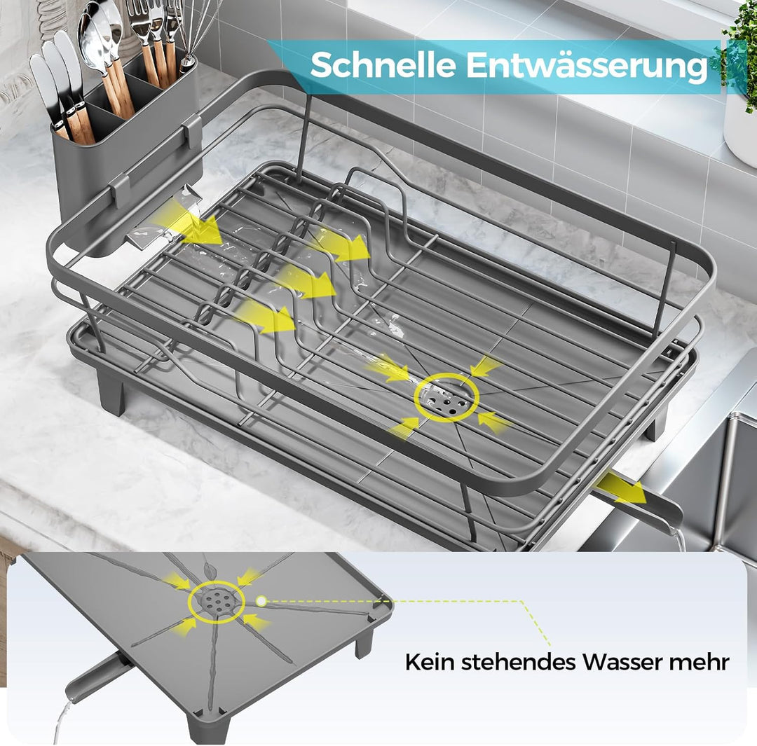 Abtropfgestell Geschirr, Platzsparender Abtropfgestell für Küchentheke, Geschirrabtropfgestell aus E