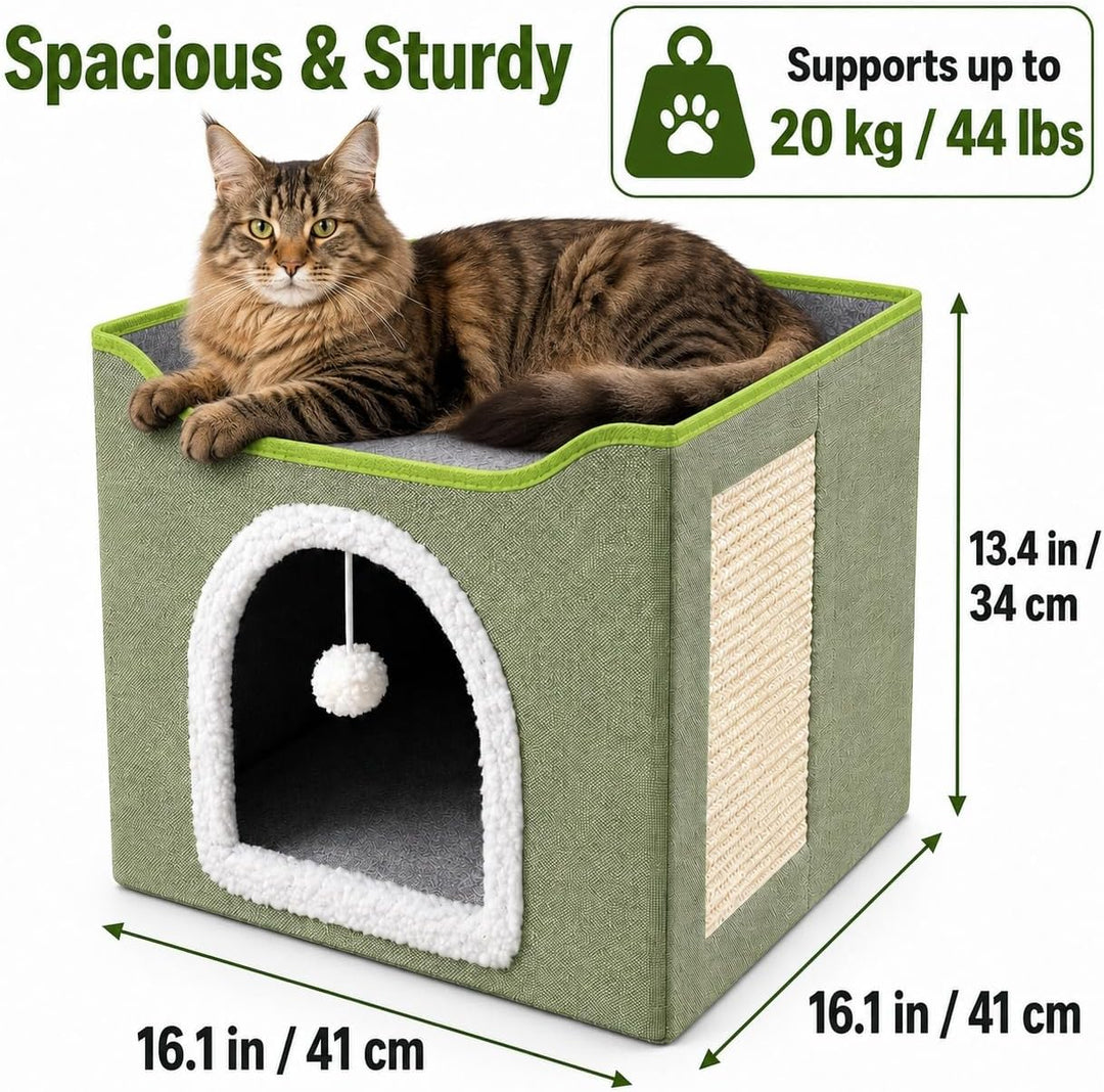 FURRYPAWS Katzenhöhle - Gemütliches Katzenhaus für drinnen und draussen, Ideal als Katzenhaus Indoor