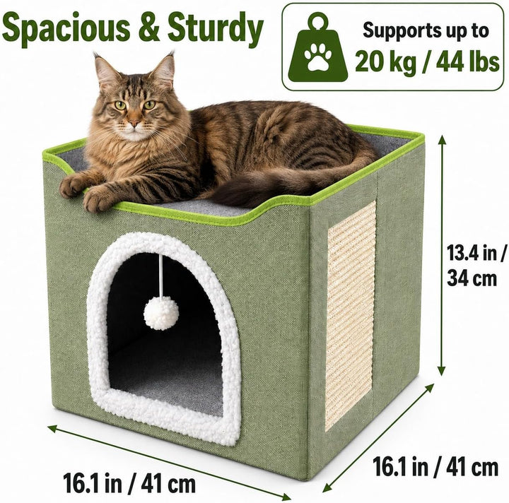 FURRYPAWS Katzenhöhle - Gemütliches Katzenhaus für drinnen und draussen, Ideal als Katzenhaus Indoor