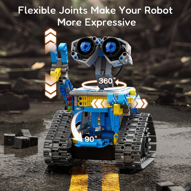 VEPOWER Roboter Kinder für Jungen, 5 in 1 Technik Ferngesteuert Bauspielzeug mit App Programmierbar,