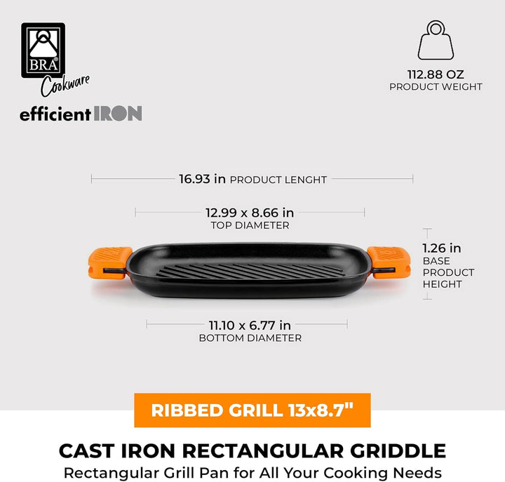 BRA Efficient Iron - Grillpfanne Grill rechteckig 35 cm Grill rechteckig Mit Streifen, Grill rechtec