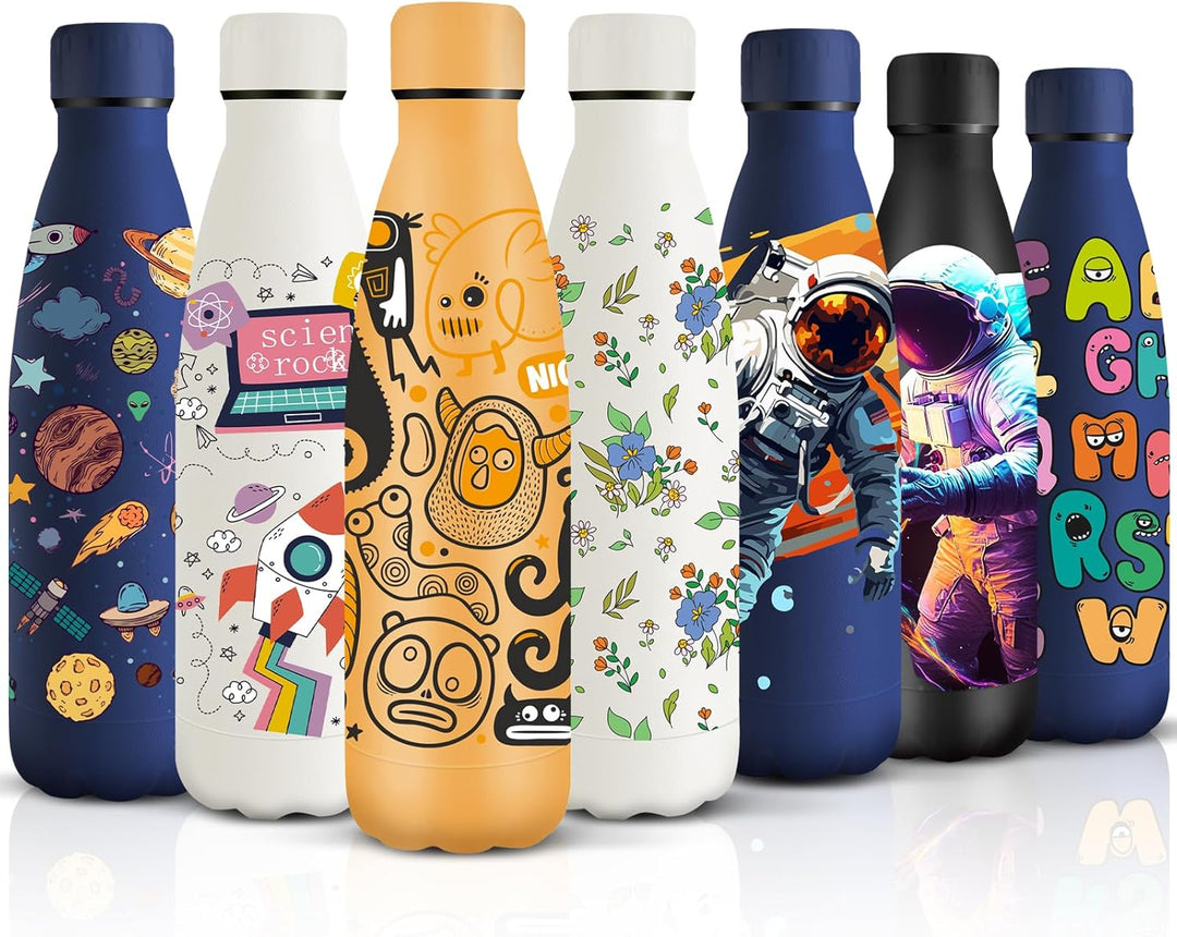 HoneyHolly Trinkflasche Edelstahl, 500ml BPA-frei, Thermosflasche, 18/8 Edelstahl, Wasserflasche Kin