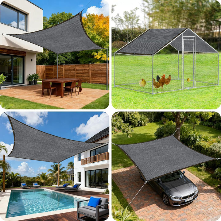 QOFLY Outdoor Schattennetz 2x5m, Einfacher Zu Hängendes Schattiernetz Grau Sichtschutznetz, Beständi