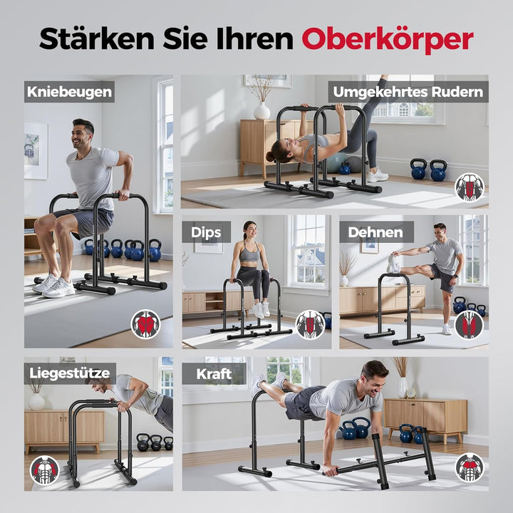 Sportsroyals Dip Barren mit Doppel-Sicherheitsverbindung | Multifunktionaler Stabiler Hebel | Dip St