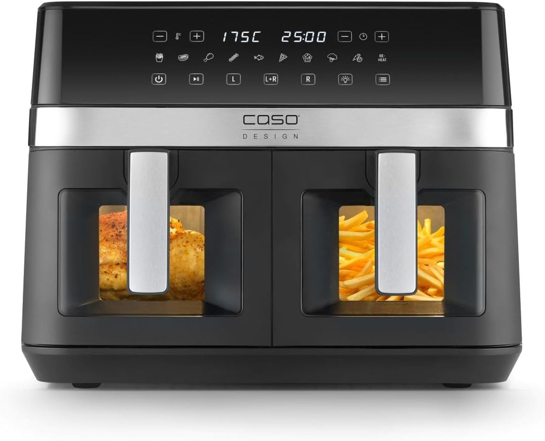 CASO AirFry DuoChef - Heissluftfritteuse - 2in1 Air Fryer mit 2 Frittierkörben oder als grosser Airf