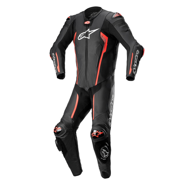 Alpinestars Missile V2 1-Teiler Motorrad Lederkombi Schwarz/Rot 50 50 BLACK RED FLUO, 50 BLACK RED F