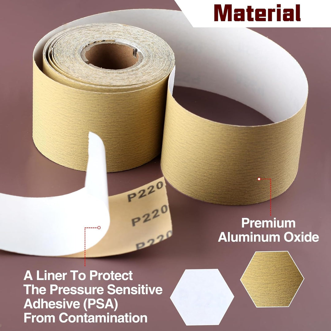 SPEEDWOX Schleifpapier mit 220er-Körnung, selbstklebend, PSA-Schleifpapier, 7,5 cm breit, 9,1 m lang