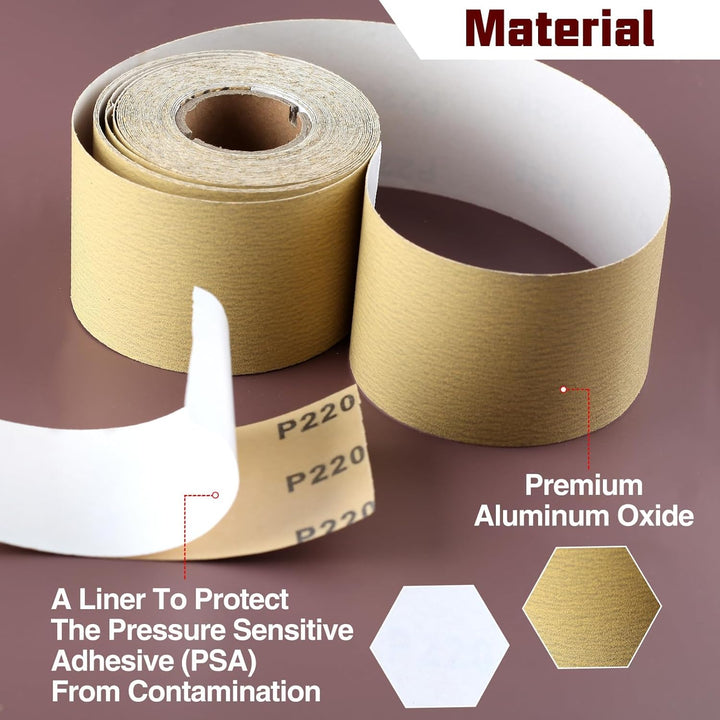 SPEEDWOX Schleifpapier mit 220er-Körnung, selbstklebend, PSA-Schleifpapier, 7,5 cm breit, 9,1 m lang