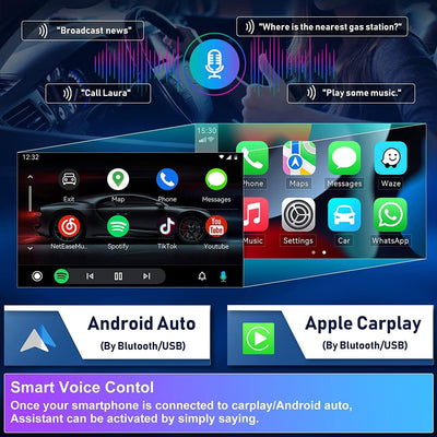 CAMECHO 1 DIN Radio mit 10.1 Zoll Drehbarer Bildschirm,Android 11 Autoradio mit Carplay Wireless And