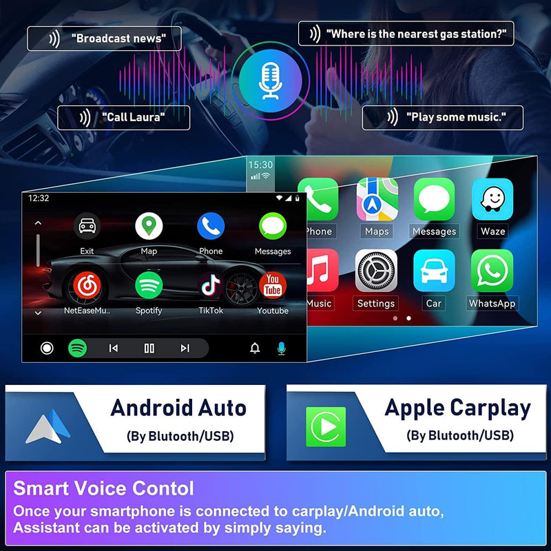 CAMECHO 1 DIN Radio mit 10.1 Zoll Drehbarer Bildschirm,Android 11 Autoradio mit Carplay Wireless And