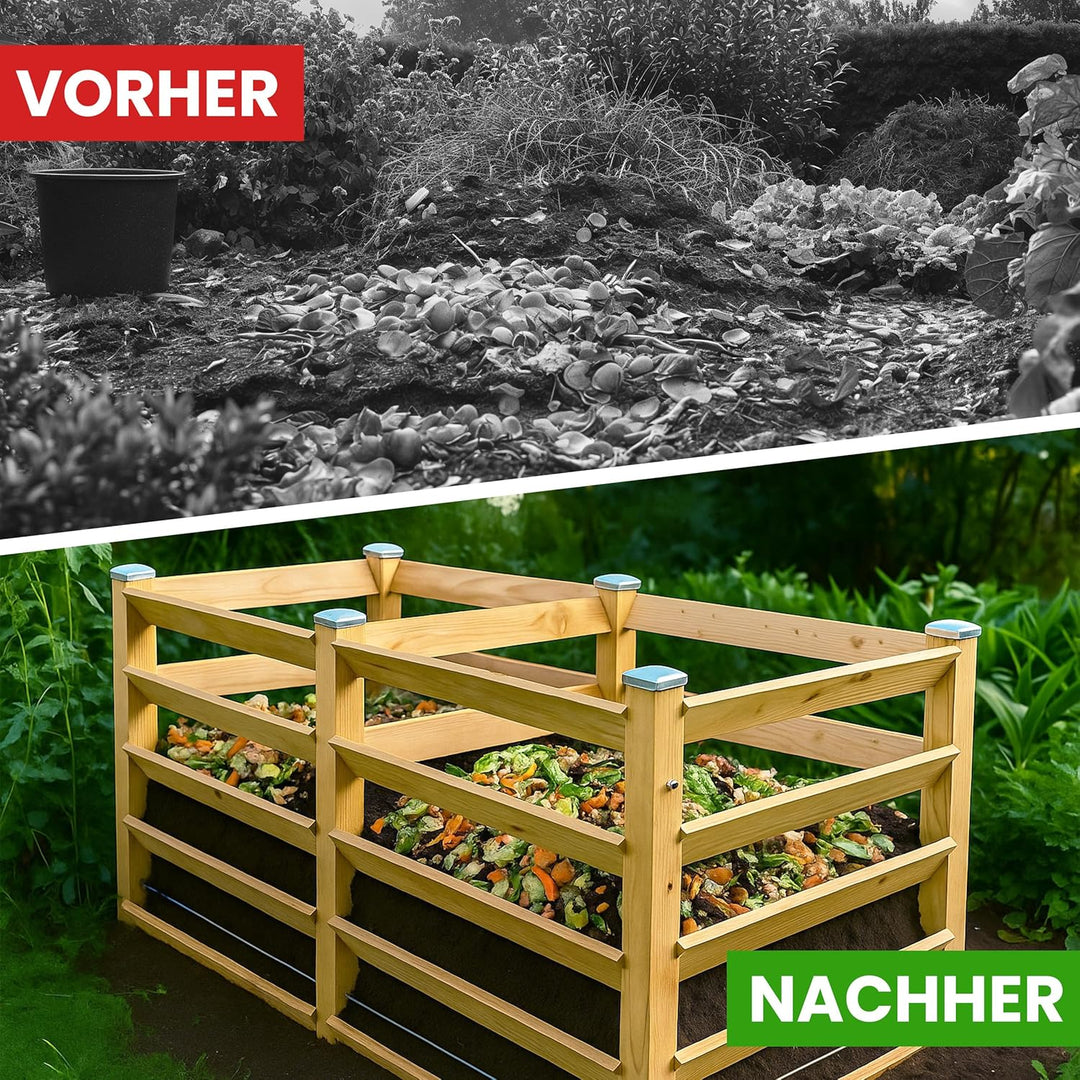 Moderner Komposter Duo ca. 120x233 cm Höhe 80 cm aus Lärchenholz Massivholz Steckkomposter Kompostsi