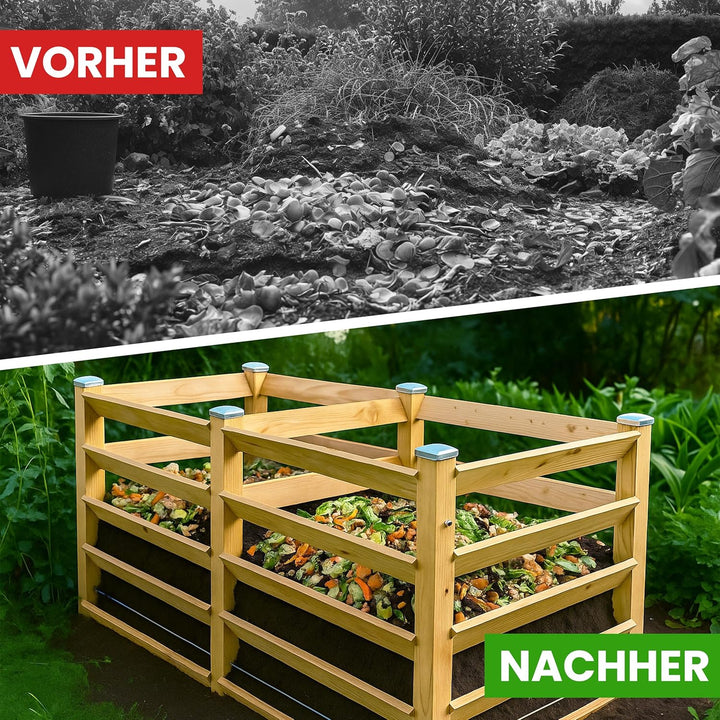 Moderner Komposter Duo ca. 120x233 cm Höhe 80 cm aus Lärchenholz Massivholz Steckkomposter Kompostsi