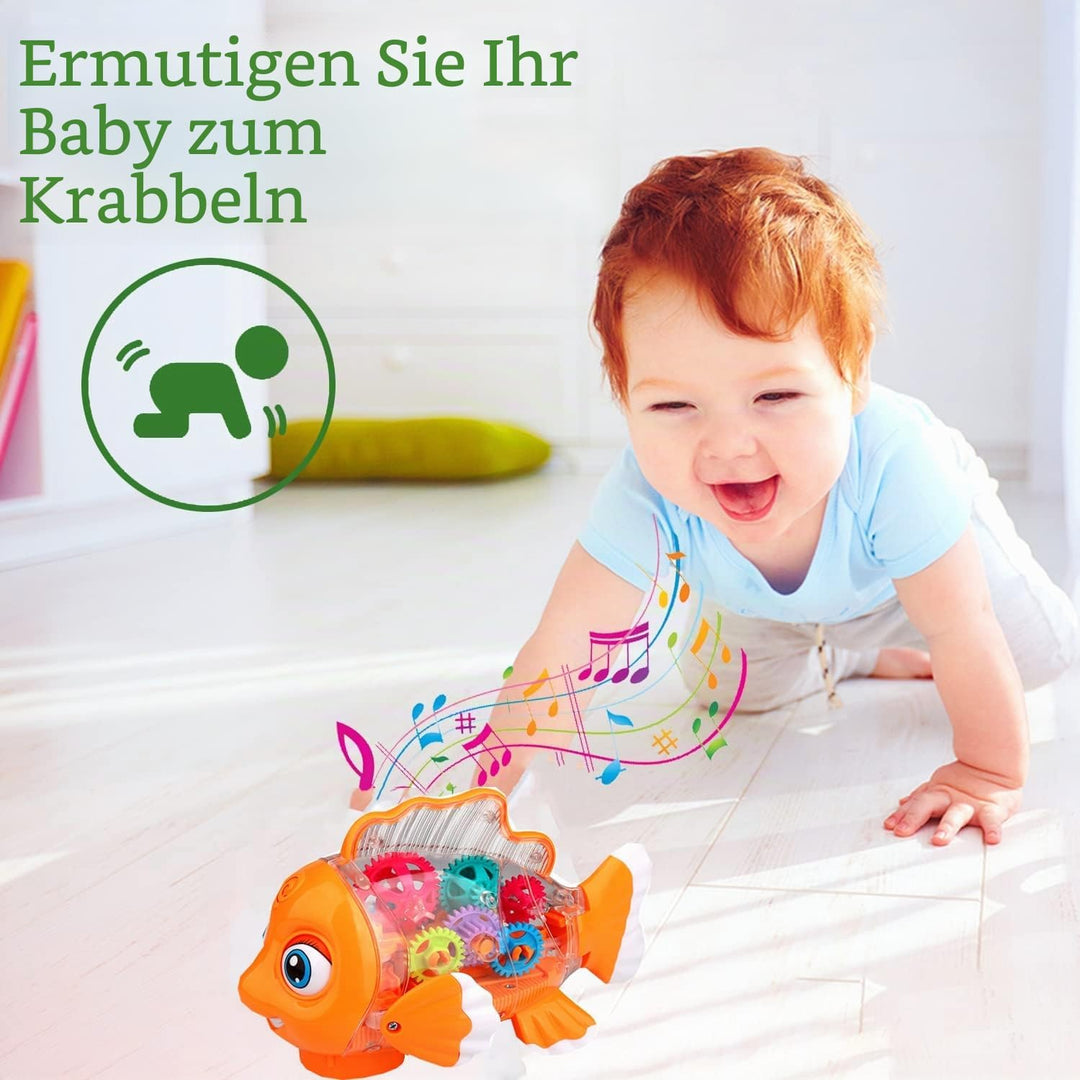 Baby Musik Spielzeug,Kriechendes Musikalisches Babyspielzeug für Kleinkinder 6 9 12 18 Monate Krabbe