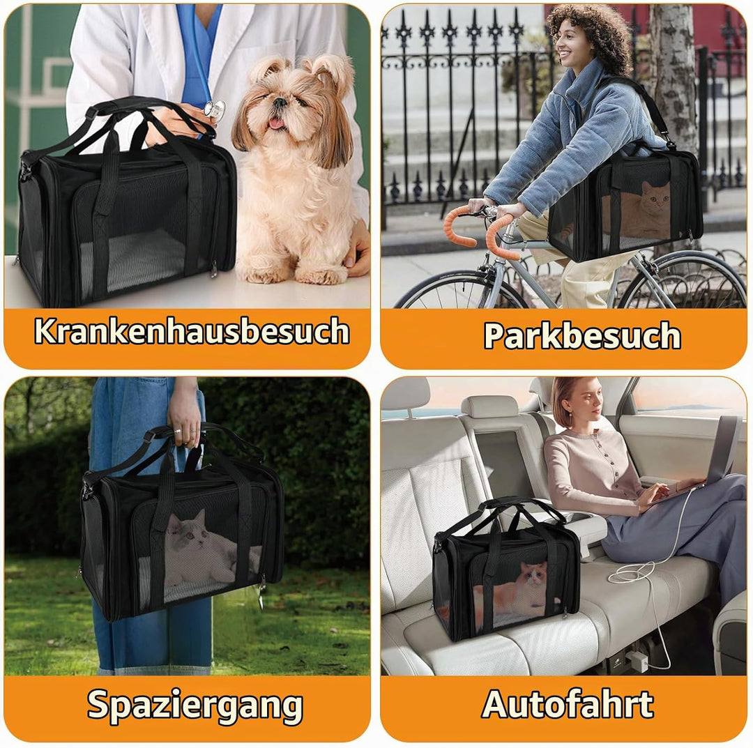 Haustiertragetasche bis zu 6kg– Faltbare Transportbox Katze Hund, Leichte Katzentransporttasche mit