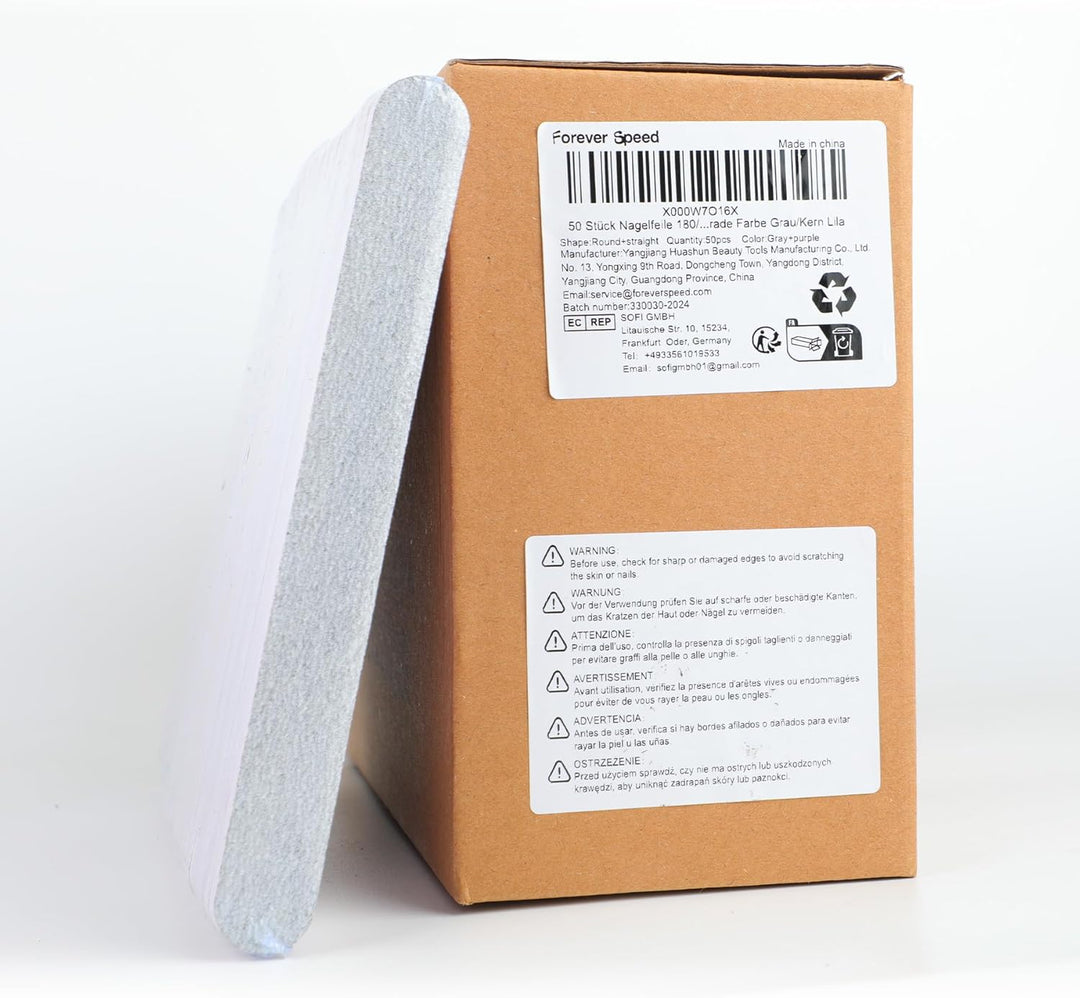 Forever Speed 50 Stück Nagelfeile 180/100 Nagelfeilen-Doppelseitige Schleiffläche-Material Schmirgel