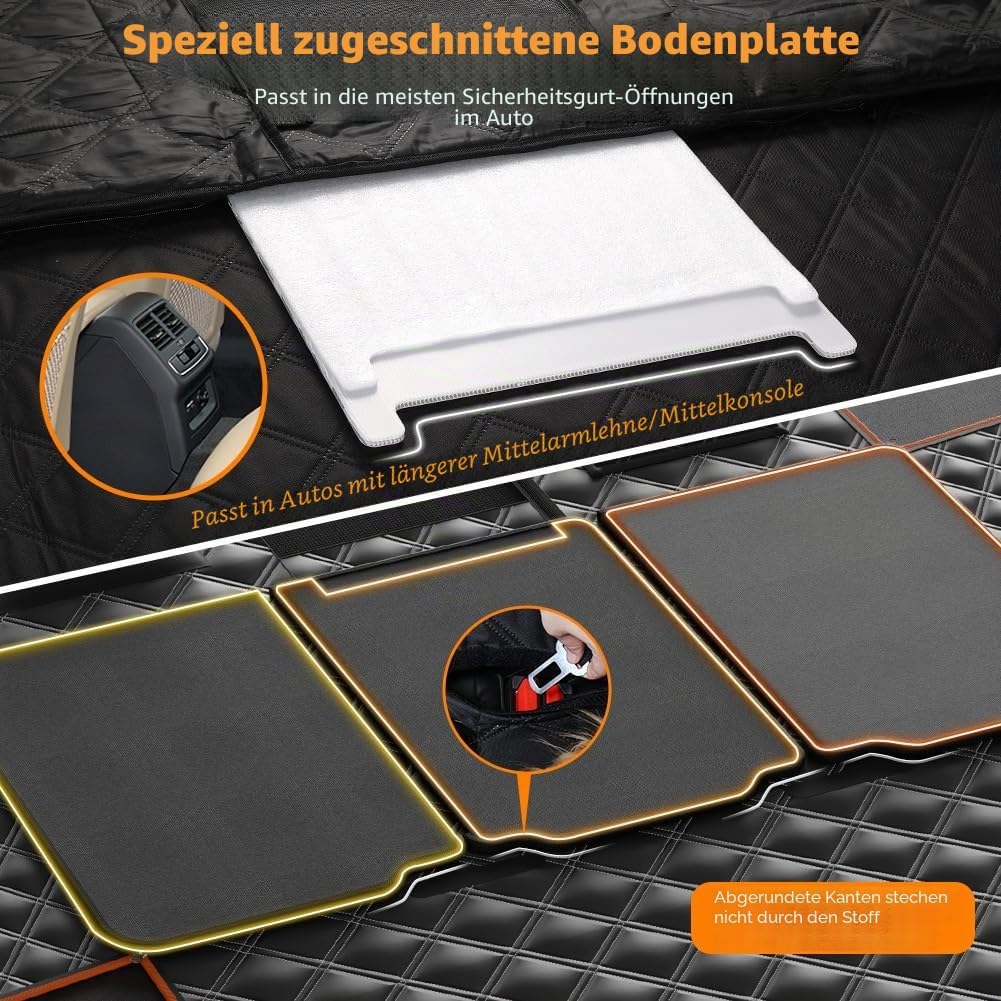 KYG Hundedecke für Rücksitz mit Harter Unterlage, Autoschondecke Hund Rückbank, wasserdichter Hundem