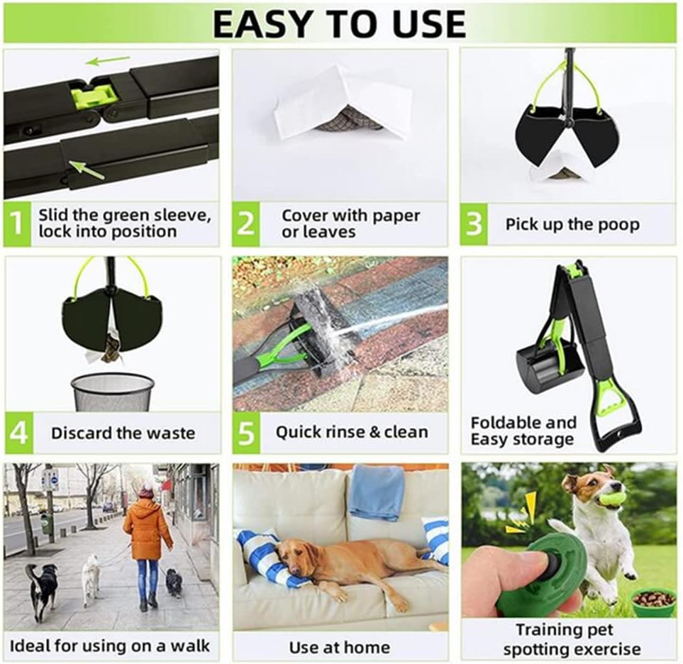 Dog Pooper Scooper, 71,1 cm langer Griff, Walking Poo Remover Greifer Picker für die Reinigung von m