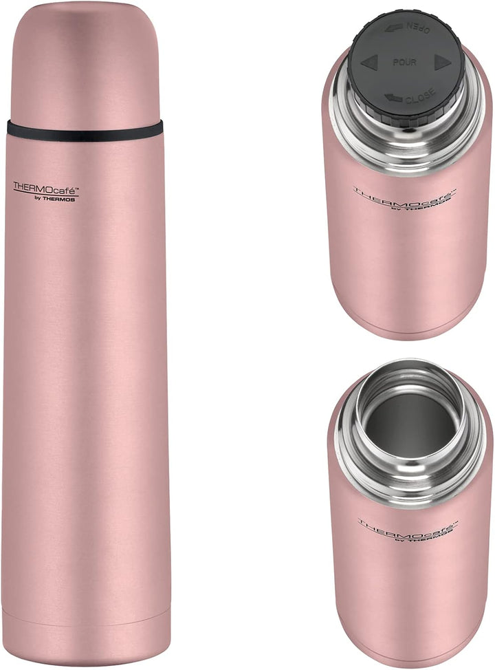 THERMOcafé by THERMOS TC BEVERAGE BOTTLE rose gold mat 0,70l, Thermosflasche mit Becher aus Edelstah
