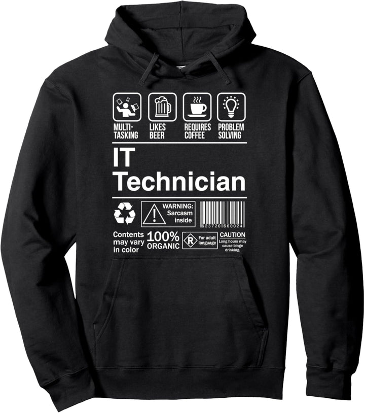 IT Technician Product Label Funny Gift Pullover Hoodie