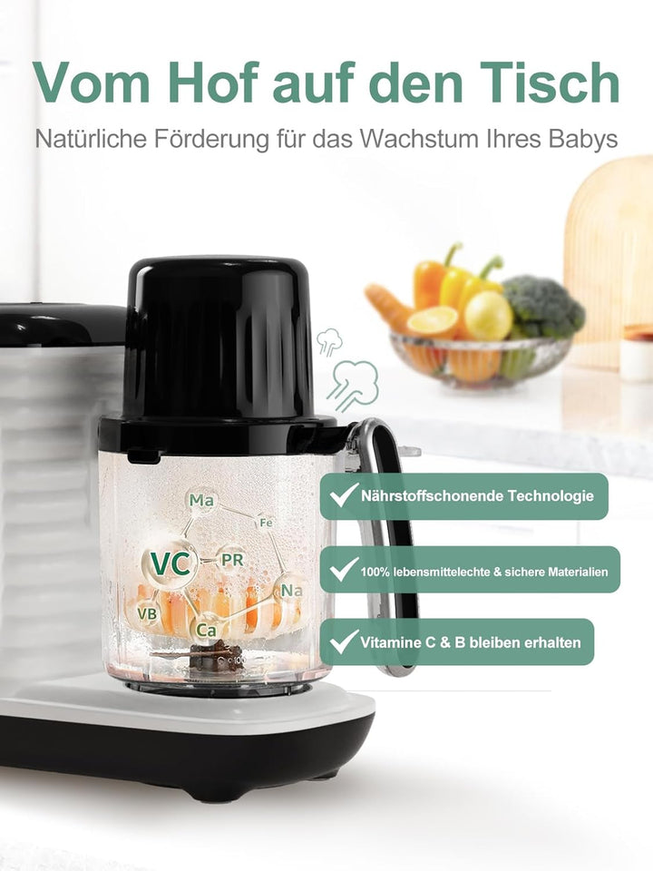Babynahrungszubereiter, Multifunktions Babybrei Zubereiter, Schnelles Dampfgaren in 15 Minuten, Mult