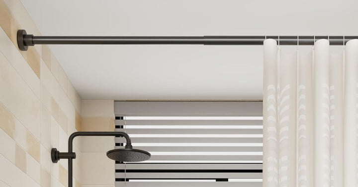 1 Stück Duschvorhangstange ohne Bohren Ausziehbar teleskopstange vorhang Edelstahl Duschvorhangstang