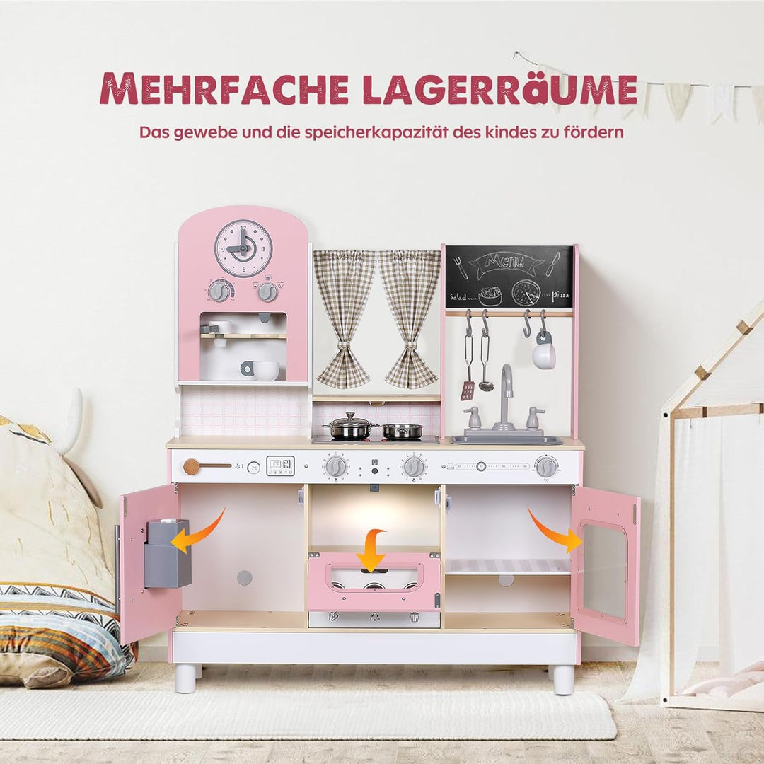 Kinderküchen-Spielset, höhenverstellbar, mit verschiedenen Küchenzubehörteilen, ideales Rollenspiel-