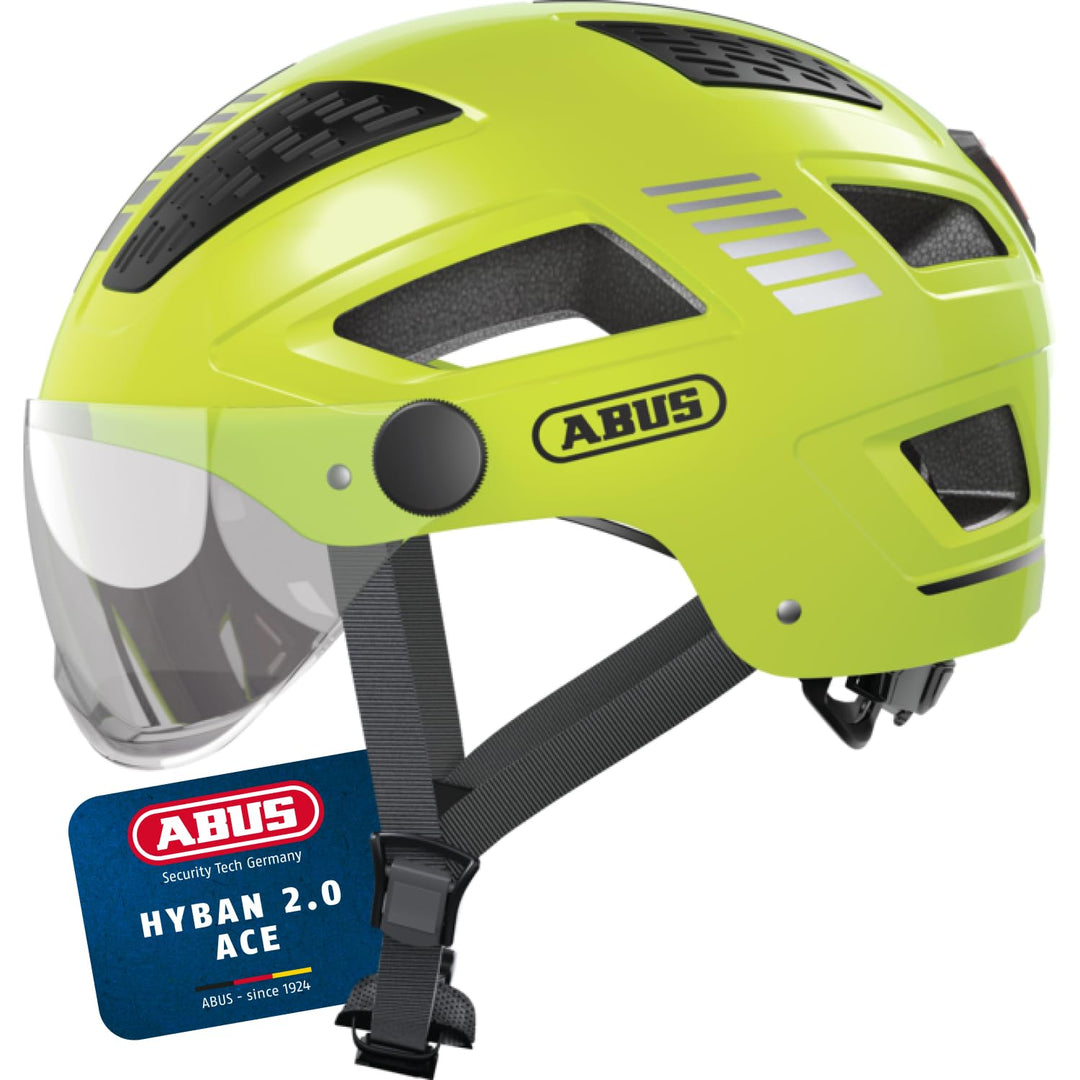 ABUS Stadthelm Hyban 2.0 ACE - Fahrradhelm mit Visier, Licht und ABS-Hartschale - für Damen und Herr
