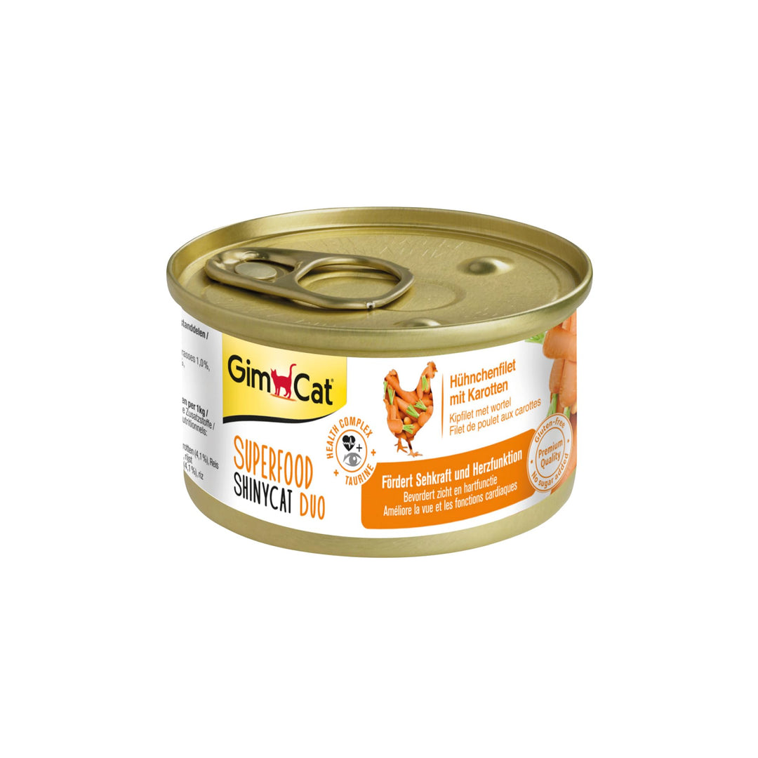 GimCat Superfood ShinyCat Duo Hühnchen mit Karotten - Katzenfutter mit saftigem Filet ohne Zuckerzus