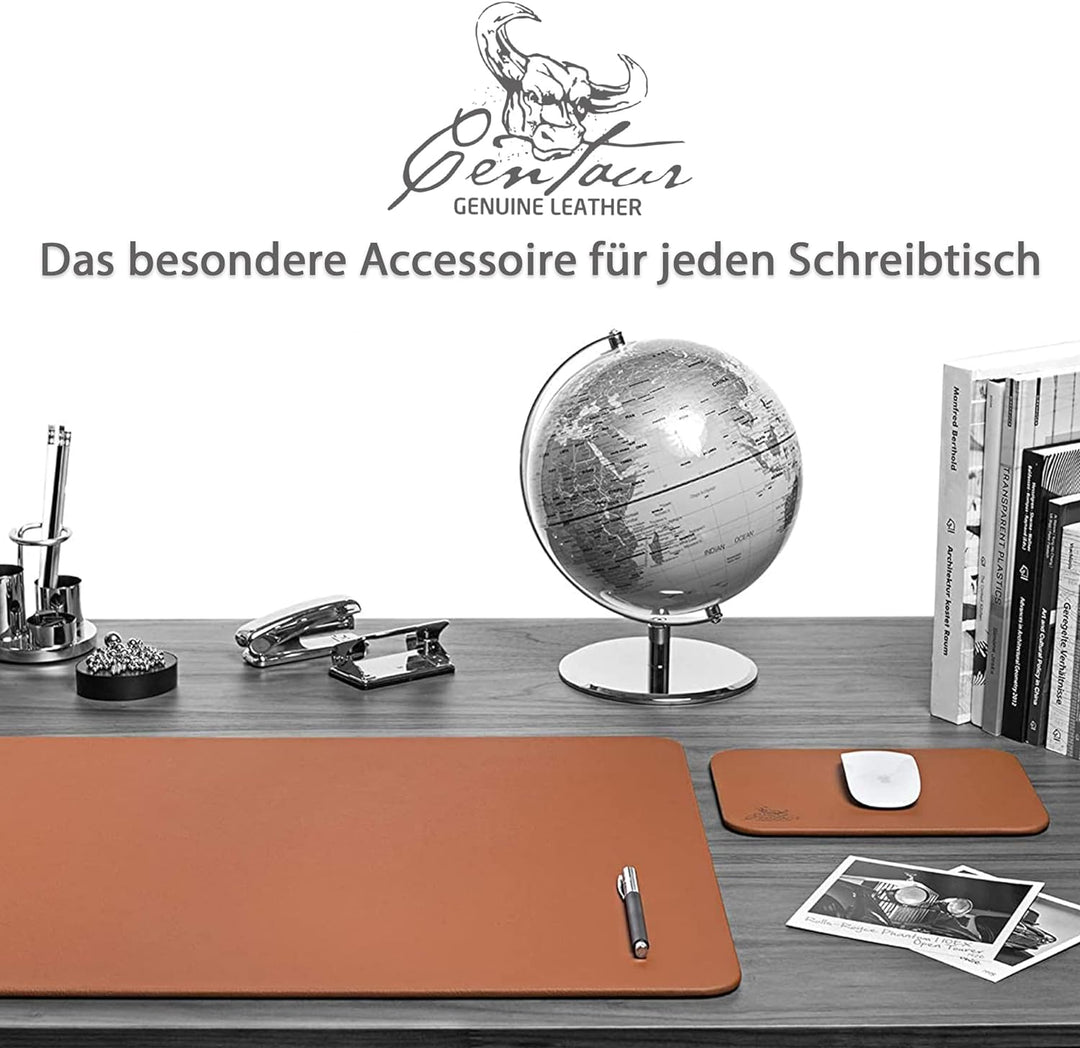Centaur - Hochwertiges Leder Mousepad 25x18 cm Cognac - Vintage Mauspad aus echtem Leder - Unterlage