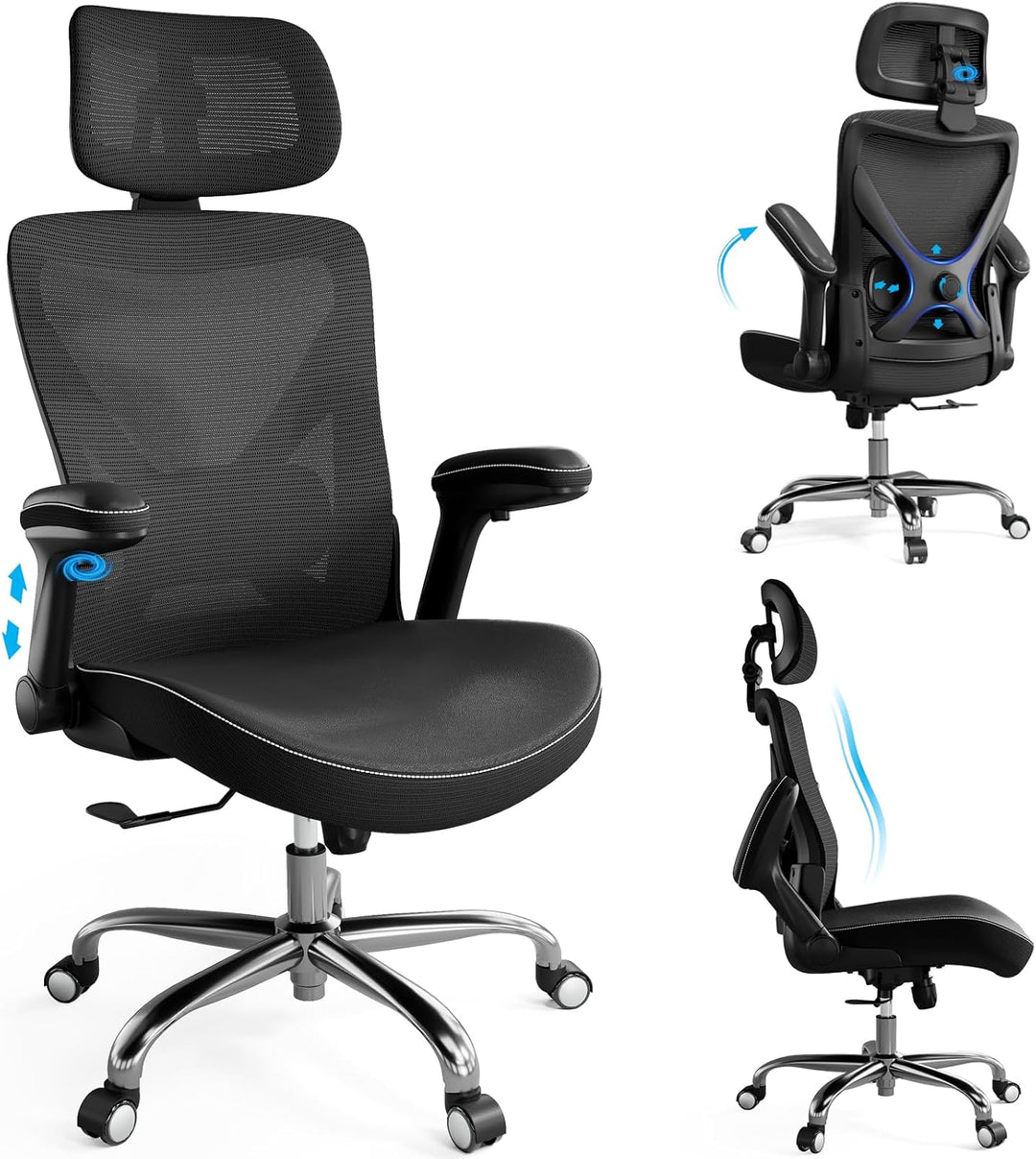 TRALT Ergonomischer Bürostuhl - Office Chair Bürostuhl PU-Leder Verstellbarer Lendenwirbelstütze Des