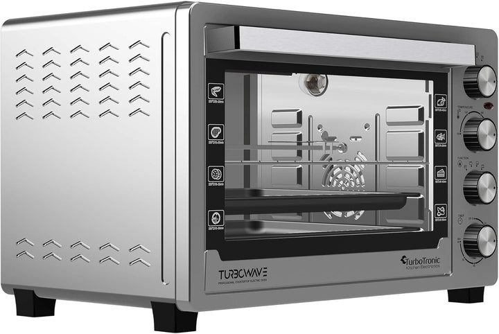TurboTronic Elektrobacköfen mit Umluft, Grill & Drehspiess | 30 L, 38 L & 45 L Edelstahl-Tischbacköf