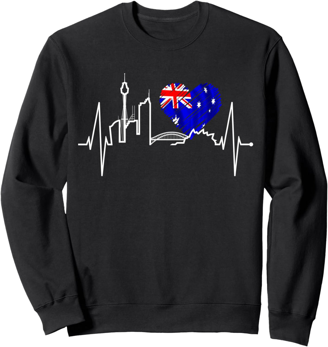 Sydney Skyline Herzschlag Australien Liebe Flagge Fan Sydney Sweatshirt