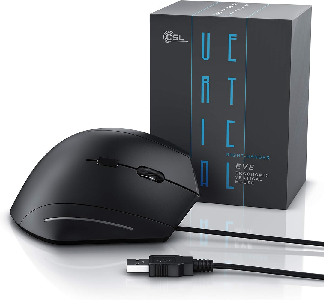 CSL - optische Vertikal USB Maus - vertikale kabelgebundene Ausführung - ergonomisches Design - Vorb