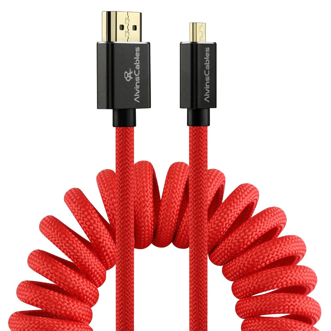 Alvin's Cables 8K 2.1 Micro HDMI auf HDMI Spiralkabel für Atomos Ninja V, 8K@60Hz 4K@60Hz High-Speed