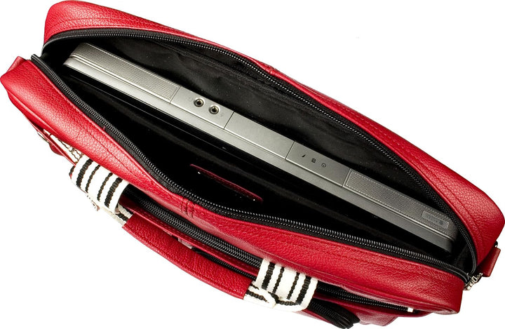 Krusell Breeze Leder Notebooktasche bis 39,6 cm (15,6 Zoll), rot, Rot