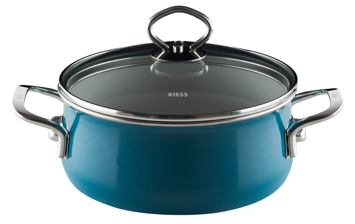 Riess, 0709-010, Kasserolle mit Glasdeckel, NOUVELLE-AQUAMARIN EXTRA STARK, Durchmessser 20 cm, Höhe