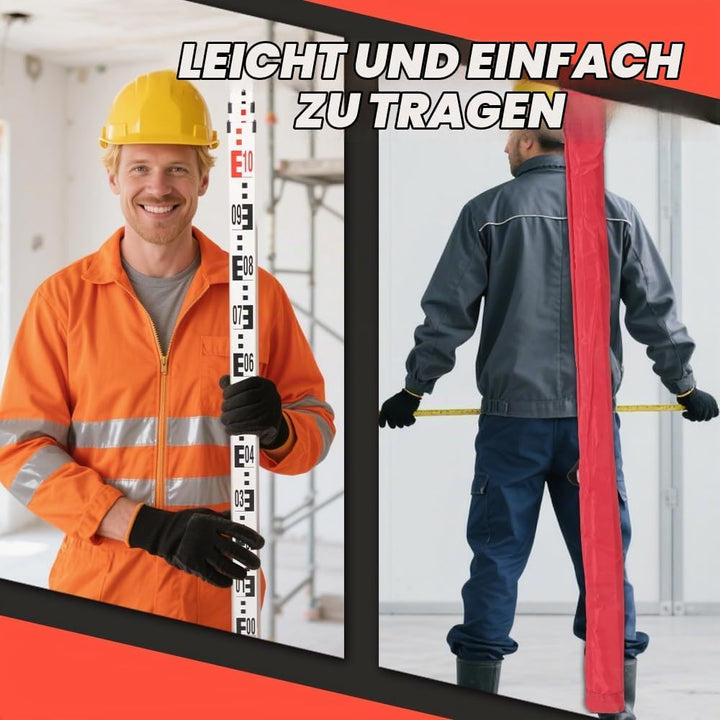 5m Professionelle Aluminium Nivellierlatte - Einseitiger metrischer Massstab mit Höhenmessung, Heavy