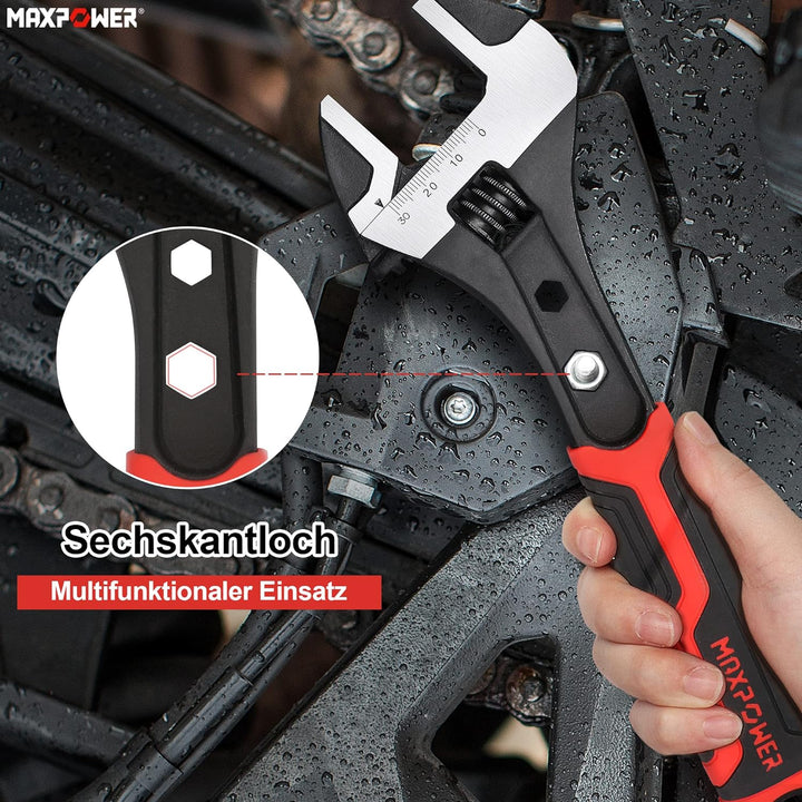 MAXPOWER 3 Stücke Rollgabelschlüssel Set 150mm/200mm/300mm Hochwertiger Schraubenschlüssel Verstellb