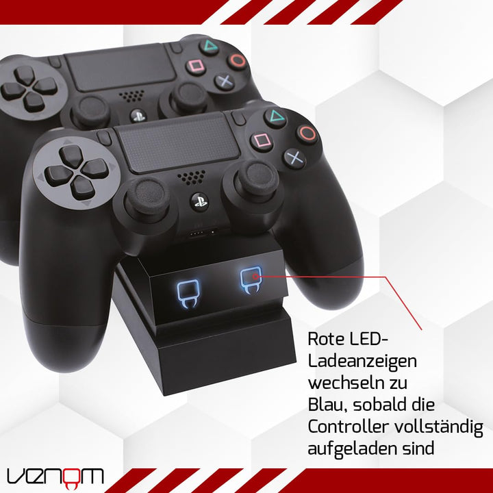 Venom Twin Docking Station, lädt zwei Dualshock 4 Controller gleichzeitig ohne Kabel, mit LED Anzeig