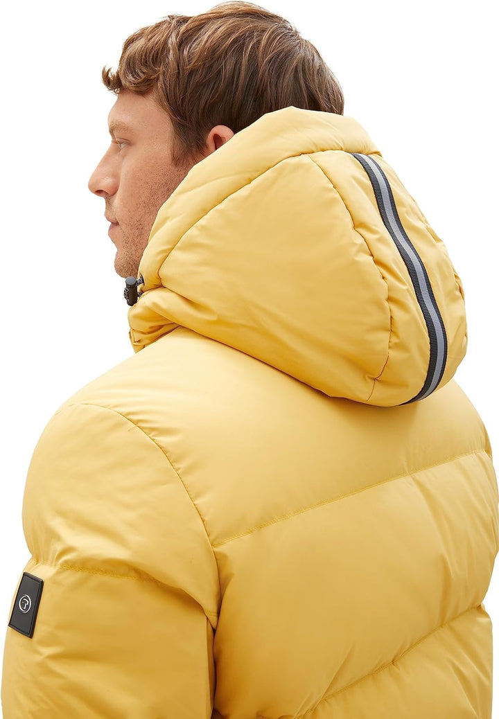 TOM TAILOR Herren Recycled Down Puffer-Jacke mit Abnehmbarer Kapuze S 10533-golden Fall, S 10533-gol