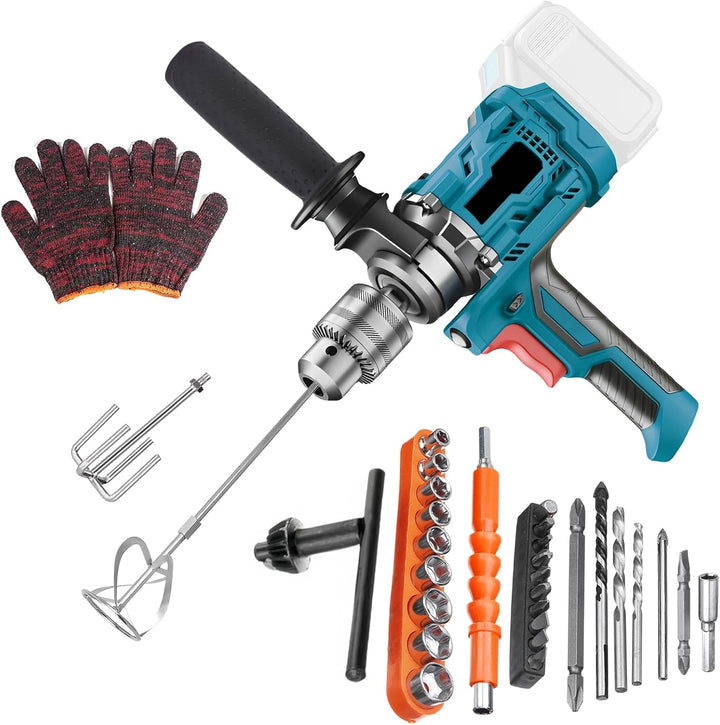 Akku-Farbmörtelrührer Kompatibel mit 18V/21V Batterie (Ohne Akku), 1100W Mischbohr mit Verstellbarem