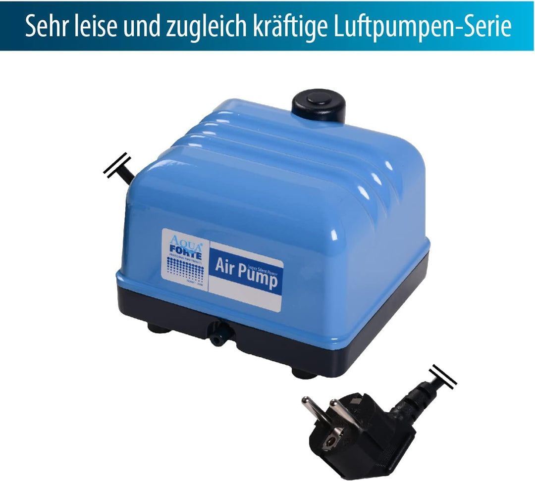 AquaForte Hi-Flow V-30 Luftpumpe, Aluminiumgehäuse, Leise und Leistungsstark, Leistung 25 Watt, Kapa