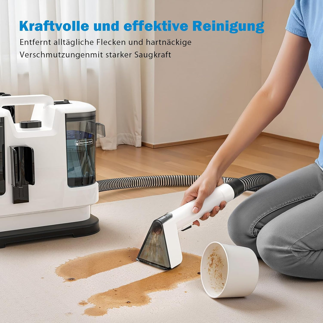 Tragbarer Polsterreiniger & Fleckenreiniger – 3-in-1 Spot Cleaner mit Sprüh-, Bürsten- und Saugfunkt