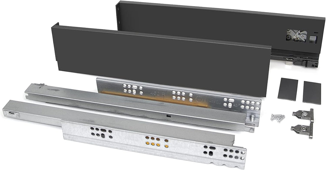 Emuca - Schubladen-Kit für Küche und Bad, H. 178 mm, T. 350 mm, 40 Kg, sanftes Schliessen, Panels ni