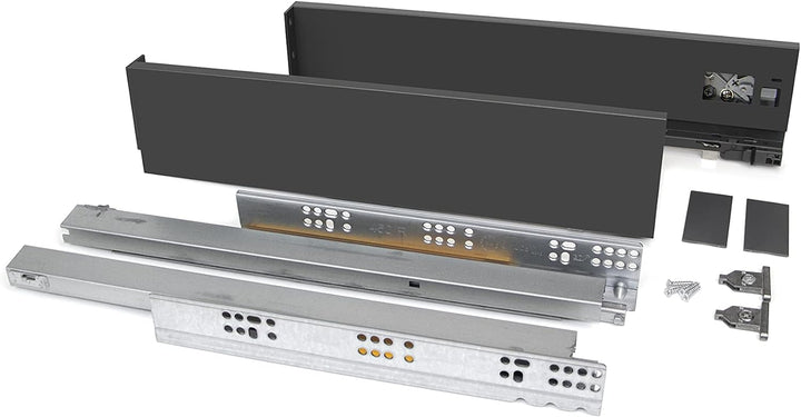 Emuca - Schubladen-Kit für Küche und Bad, H. 178 mm, T. 350 mm, 40 Kg, sanftes Schliessen, Panels ni