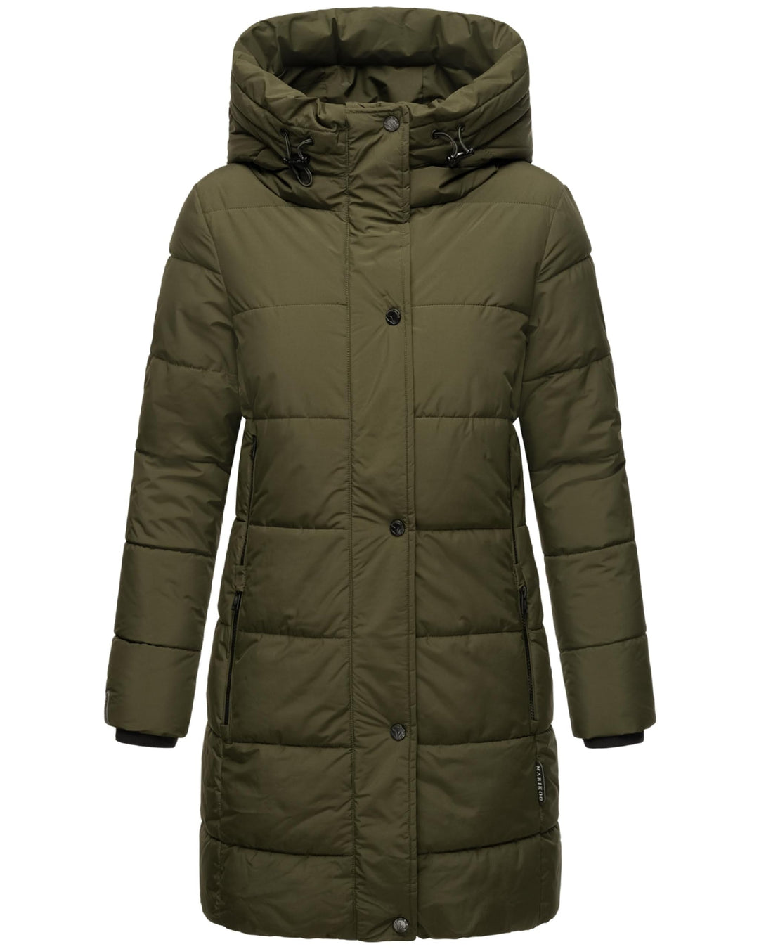 MARIKOO Damen Wintermantel Warmer Steppmantel lang mit Kapuze und hohem Kragen Karumikoo XVI XS-3XL